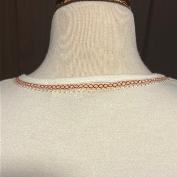 Solitaire Orange and White Flutter Sleeve Embellished Blouse - Picture 8 of 11